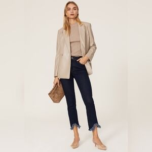 JONATHAN SIMKHAI Standard Dark Blue Jeans with Frayed Hems-Size